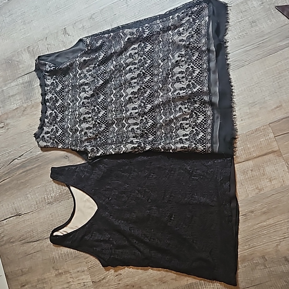 Bundle - 2 Black Lace Pattern Tops - image 2